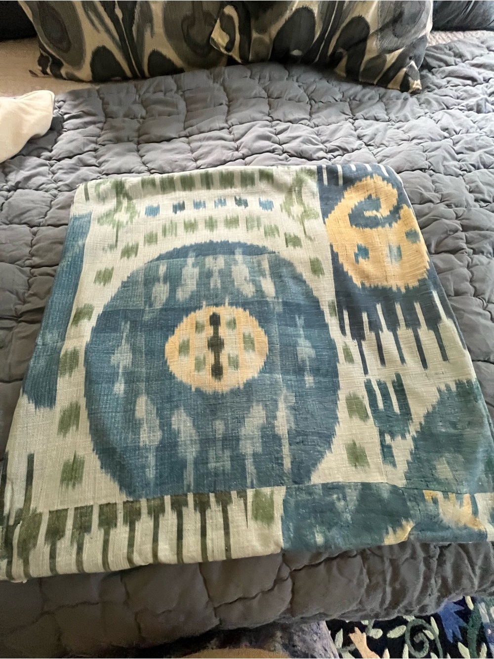 Pottery Barn  Blue and Green Decorative Throw Pillow Cover 24 x 24”